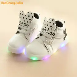 Новая детская светодио дный, детская светящаяся обувь, для девочек Спортивные огни, детская обувь, высокая рука сверкающие туфли