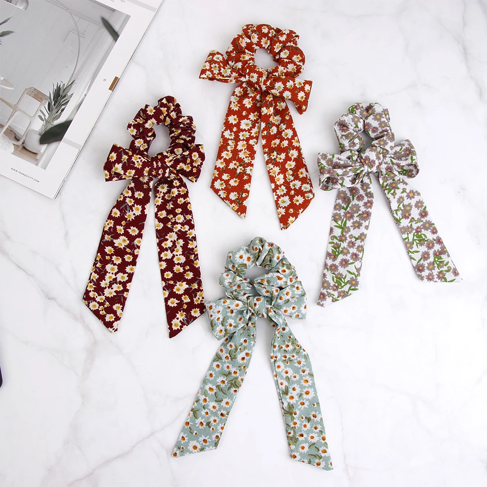

Cute Bow Flower Design Head Bands Streamers Hair Ring Girls Hair Band Scrunchies Horsetail Tie Hair Styling Accessories