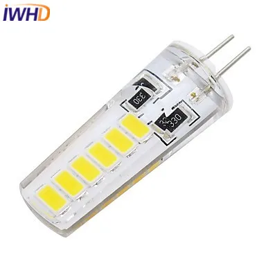 IWHD 10 шт. G4 светодиодный 12 В лампы 2 Вт 260LM 12 В Светодиодный лампа Би-pin Light 12 светодиодный s SMD5730 3000 К/6000 К Прозрачная крышка высокий яркий