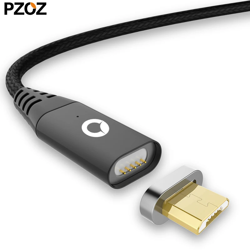 PZOZ كابل مغناطيسي المصغّر usb سريع محول الشحن المصغّر usb كابل سلك Microusb المغناطيس شاحن بيانات سلك الهاتف المحمول ل xiaomi