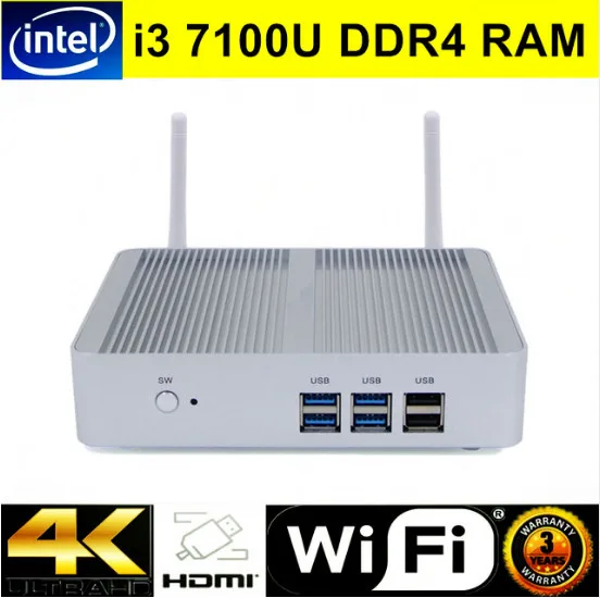 

Barebone Nuc Fanless Mini PC i3 DDR4 Windows 10 Intel Core i3 7100U Quad Core HTPC HD Graphics 300M Wifi TV Box VGA HDMI