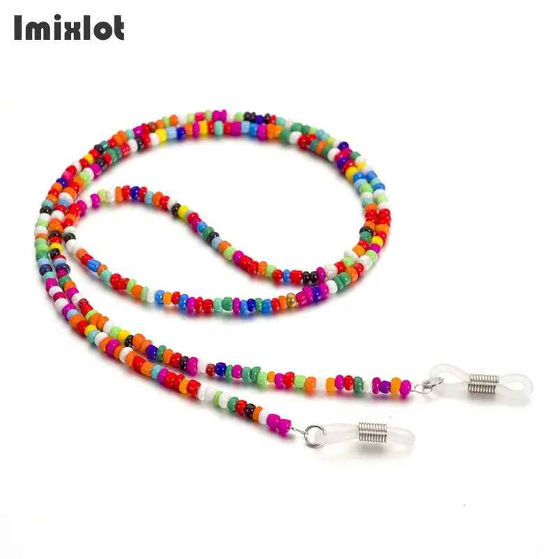 

Colorful Beads Chain for Reading Glasses Metal Eyeglass Sunglasses Chain Anti-slip Eyewears Cord Holder Lanyard Necklace