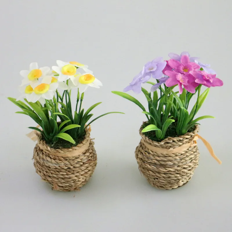 Flone Mini Emulation Flower Green Plant Silk Flowers Potted Little Daisy For Wedding Home Office  Leisure Party Decoration (8)