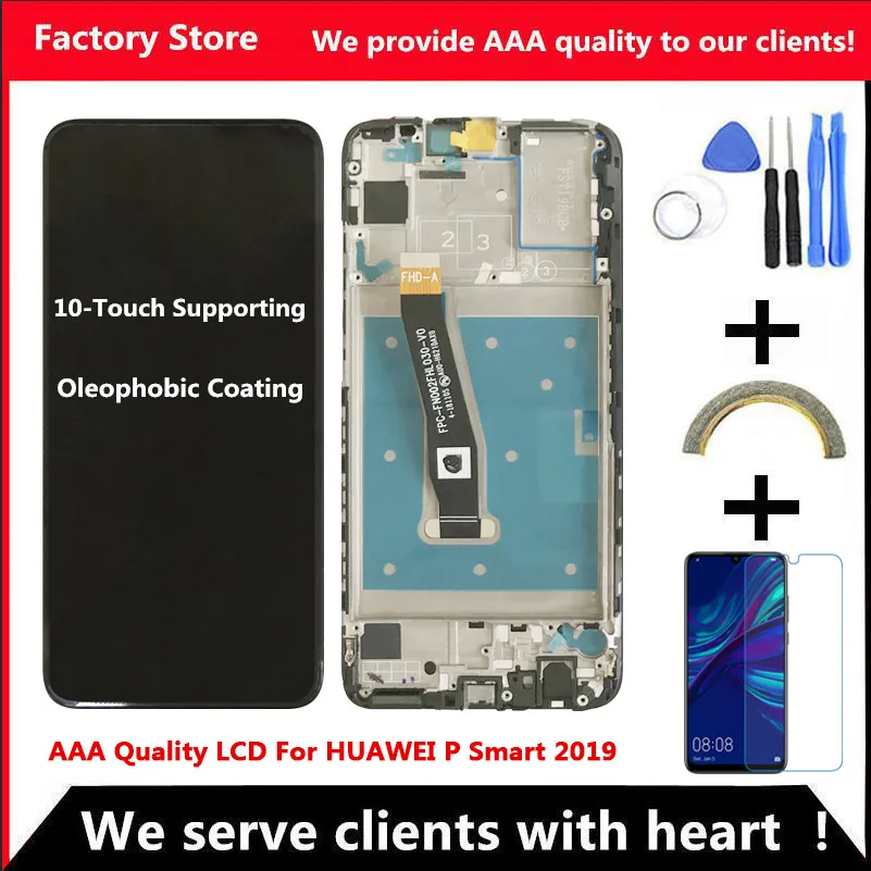 ЖК экран с рамкой для Huawei P Smart 2019 10 точек касания качество AAA дисплей L21 LX3|Экраны