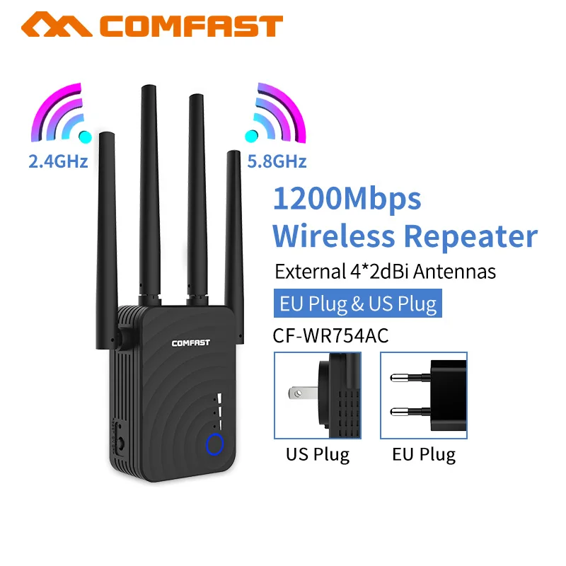 AC1200 двойной для группы Gigabit 1200 Мбит/с 4x2dBi внешнюю антенну Беспроводной WI-FI ретранслятор сигнала Wi Fi Extender Amplificador Amplifer AP