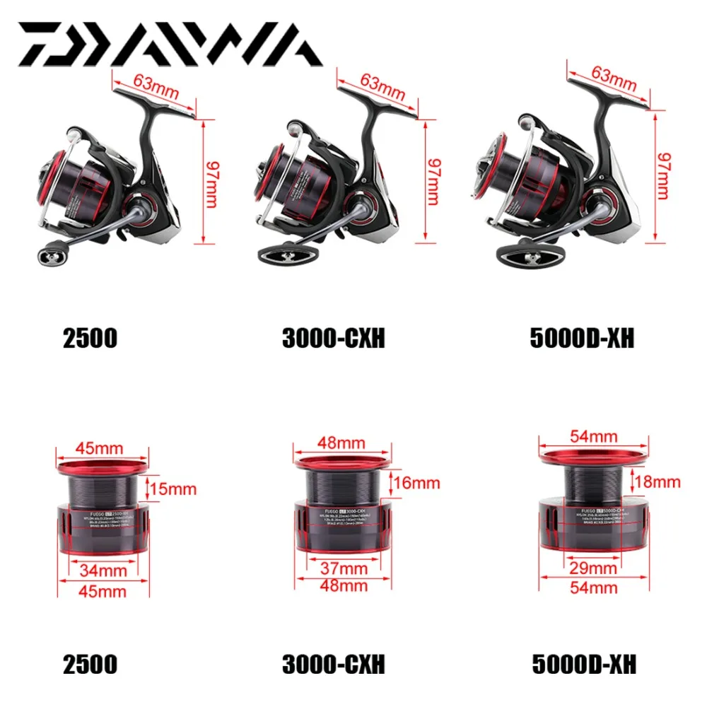 Original Daiwa Fuego Lt 1000dxh 00dxh 2500xh 3000cxh 4000dcxh 5000dcxh Spinning Fishing Reel High Gear Zaion Ds5 Lt Body Fishing Reels Aliexpress