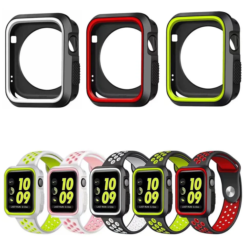 Stylish Colorful Soft Silicone Cover for iWatch Serise 3 2 1 Apple Watch Case Protective Shell 38mm 42mm Perfect Match