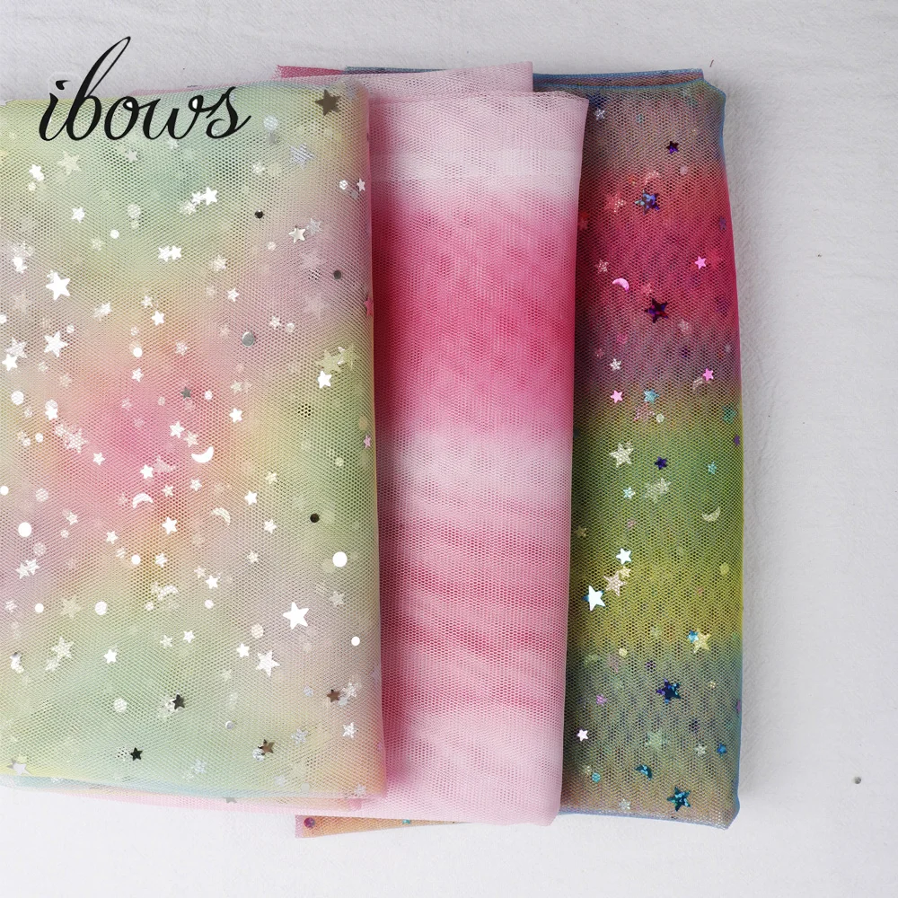 1 ярд/партия ширина 1,6 м красочные звезды и сердца сетка ткань марля Тюль Радуга ткани детское платье фабричное кружево ремесло поставки