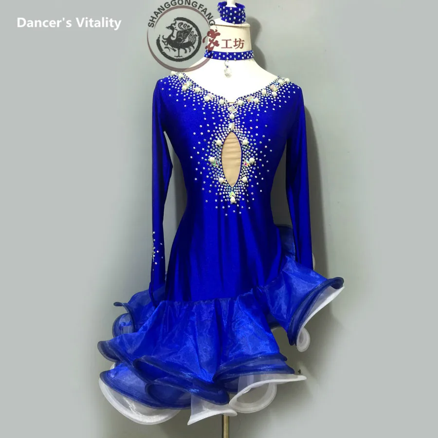 

Latin dance clothes women luxury spandex latin dance dress girls performance latin dance dress Cha-cha dance clothing 120-180CM