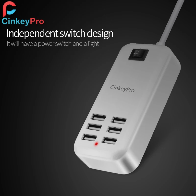 CinkeyPro الاتحاد الأوروبي التوصيل 6 منافذ متعددة شاحن usb حائطي 15 W 3A الذكية محول هاتف لوحي المحمول شحن جهاز ل فون باد