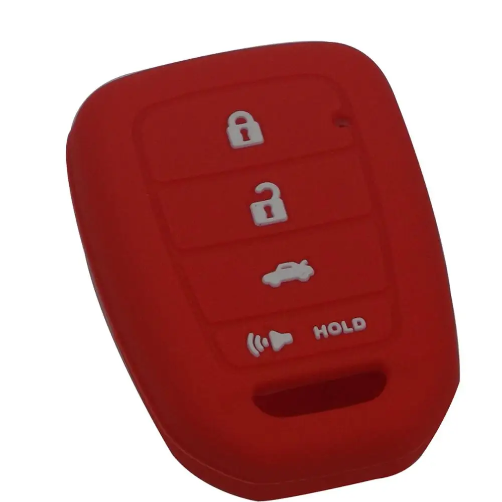 Jingyuqin 50 шт. 4 кнопки силиконовый для ключа автомобиля чехол для Honda Accord Civic Crv Jazz HR-V HRV vezel пульт дистанционного управления с держателем - Название цвета: red