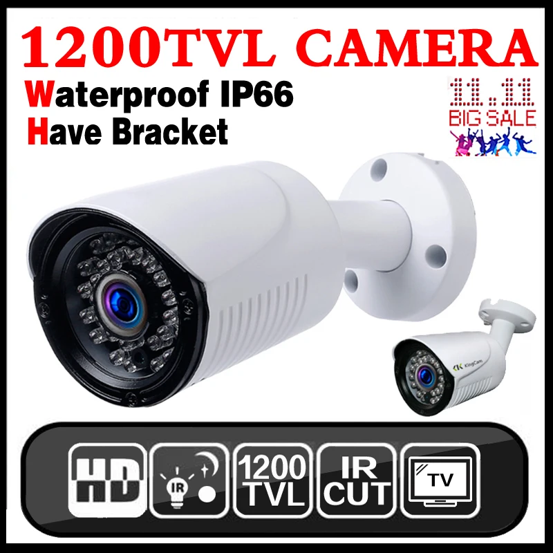 

Metal Housing HD CMOS Color 1200TVL Built-In IR-Cut Filter 24 LED Nightvision Indoor/Outdoor Waterproof IR camera Analog Camera