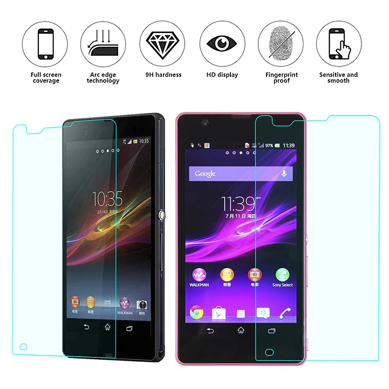 Защитное стекло закаленное для Sony Xperia M2 M4 Aqua M5 E4G ZR M36H M35H S36H XPL S39H XPC|Защитные стёкла