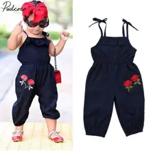 Детский комбинезон без рукавов на бретелях с цветочным принтом для девочек, комбинезон, костюм для подвижных игр, одежда для детей 1-6 лет