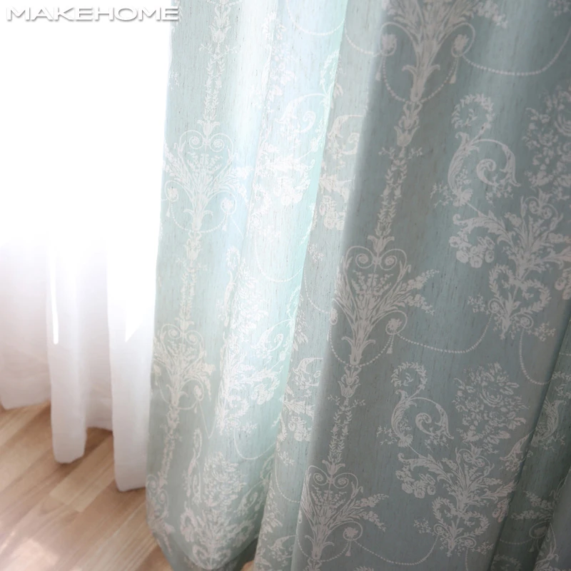 

European Style Modern Curtains for Living Room Totem Printing Drapes Window Green Curtains for Bedroom Kitchen