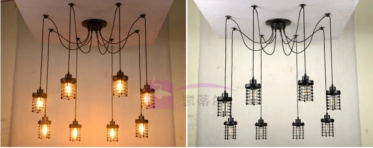 Винтажный подвесной светильник-паук, лампа Лофт E27, промышленное освещение, ретро Лофт, подвесные светильники для дома 110 В 220 В