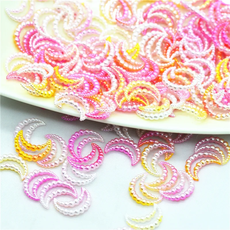 

100PCS 10mmX14mm ABS Gradient Unicorn Color Crescent Moon Cabochons|Scrapbooking Supplies|Party Decoration Confetti