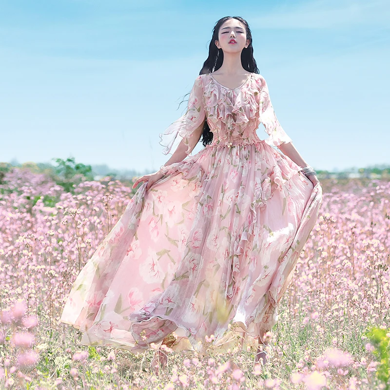 Gratis Bezorging 2019 Nieuwe Mode Vrouwen Chiffon Lange Maxi Lange Ruches Mouwen Jurken Zomer Boshow Bohemian Bloemen Print Jurk S-L Gratis Bezorging 2019 Nieuwe Mode Vrouwen Chiffon Lange Maxi Lange Ruches Mouwen Jurken Zomer Boshow Bohemian Bloemen Print Jurk S-L