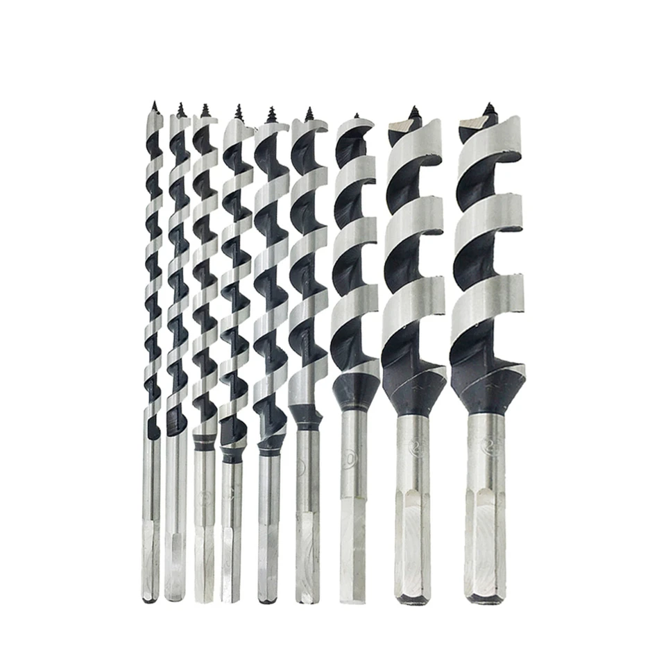 9pcs bits Quality Steel Sharp Twist Drill Auger Bit For Electrical Drill Woodworking Tools 8/10/12/14/16/18/20/22/25*230mm