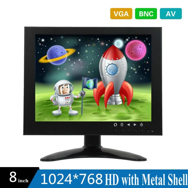 (1set)8 Inch HD CCTV TFT-LED Monitor with Metal Shell & VGA AV BNC Connector for PC Multimedia Donitor Display Microscope |