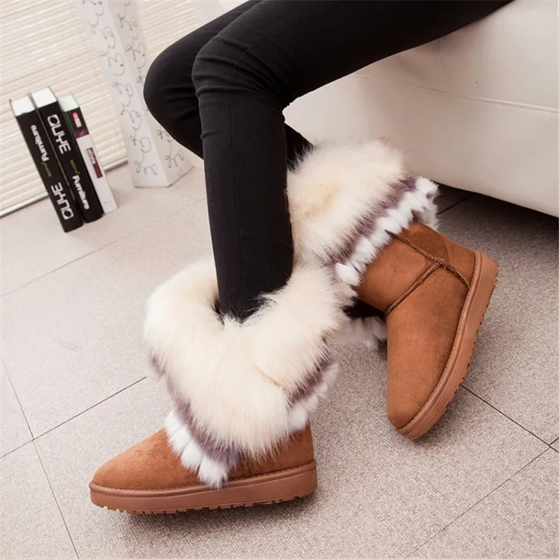

Fox Fur Warm Autumn Winter Wedges Snow Fox Snow Women Australia Boots Shoes GenuineI Mitation Lady Short Boots Casual Long Snow
