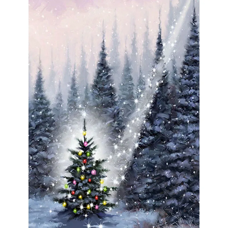 

Diamond painting Christmas tree 5D Diy diamond mosaic embroidery round rhinestone cross stitch home decoration Handicraft