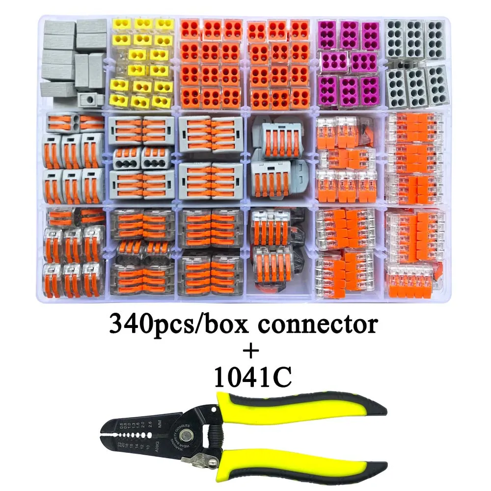 Разъем для провода 340 шт./кор. Универсальный Компактный клеммный блок освещения разъем провода для 5 комнаты смешанные быстрый разъем - Цвет: 340pcs and 1041C