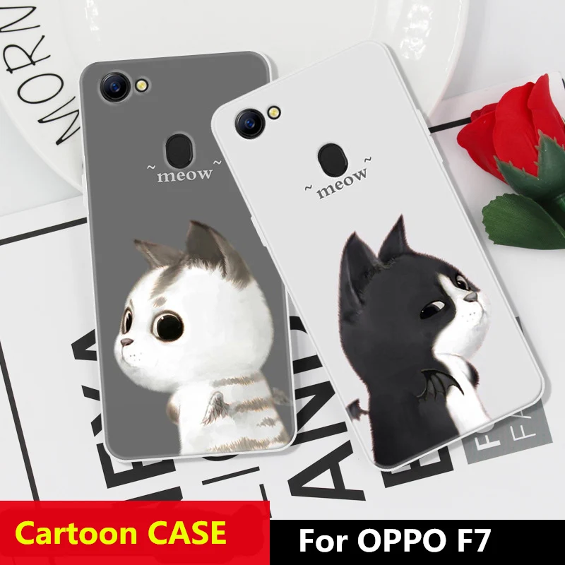 Caetoon Fastion Case For OPPO F7 TPU Painted Mobile Phone Shell Cute Cartoon Color Handset Case.18 Beautiful Colors!Color Cat! |