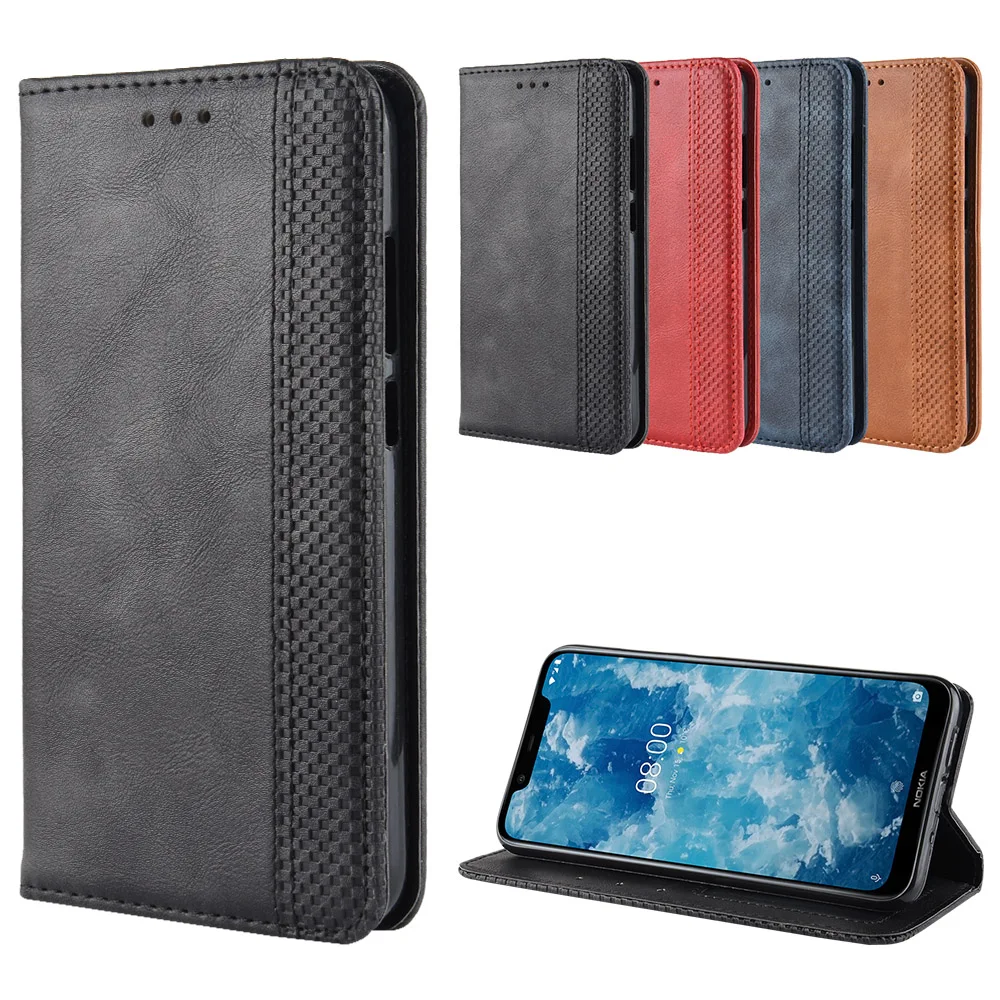 

Luxury Retro Slim Leather Flip Cover For Nokia X7 Case 6.18 inch Wallet Card Stand Magnetic Book Cover For Nokia 8.1 Phone Cases