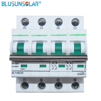 

20PCS/Lot 4P 6A/10A/16A/20A/25A/32A/50A/63A 6KA DC1200V SOLARB solar dc switch dc controller DC Circuit Breaker