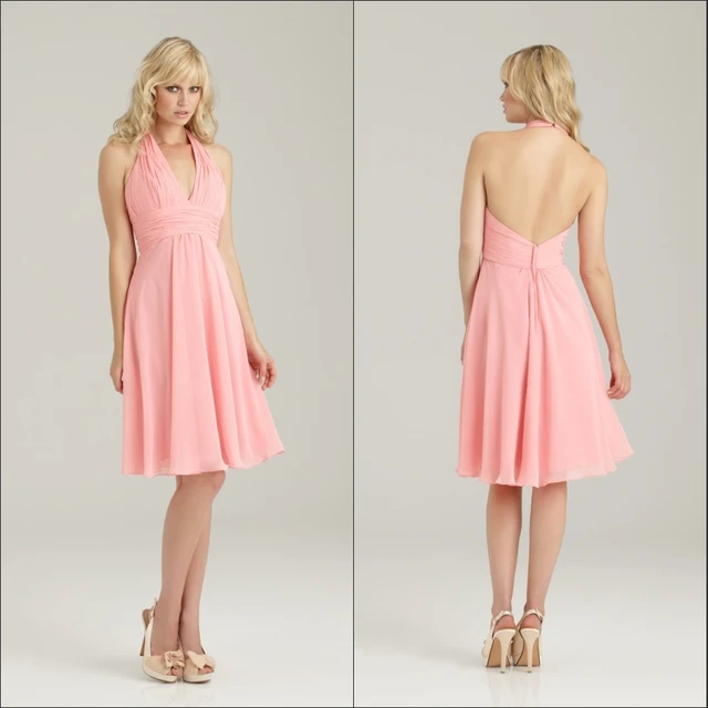 Y Backless Light C Color Short Chiffon Halter Top Bridesmaid Y Backless Light C Color Short Chiffon Halter Top Bridesmaid Dresses