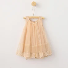 VORO BEVE 2017 Nouvelle D’été Bébé Fille Robe Dentelle Broderie Gaze Gilet Robe Princesse Robe De Mode Enfants Vêtements