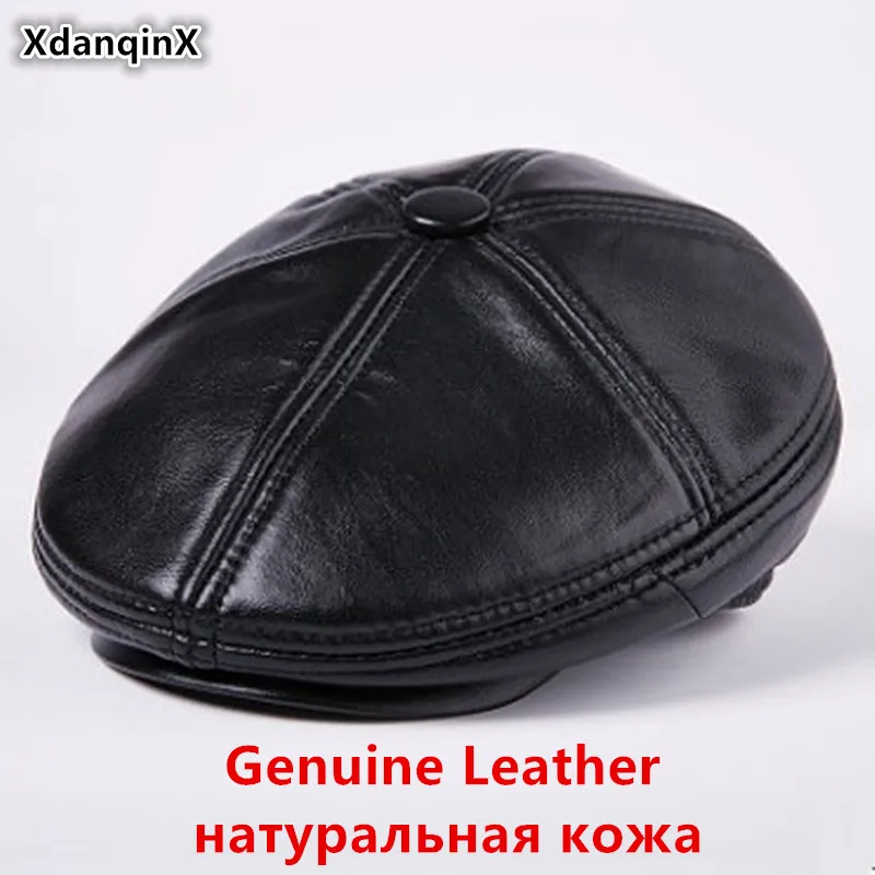 XdanqinX зимняя шапка из натуральной кожи мужские плюшевые толстые теплые береты