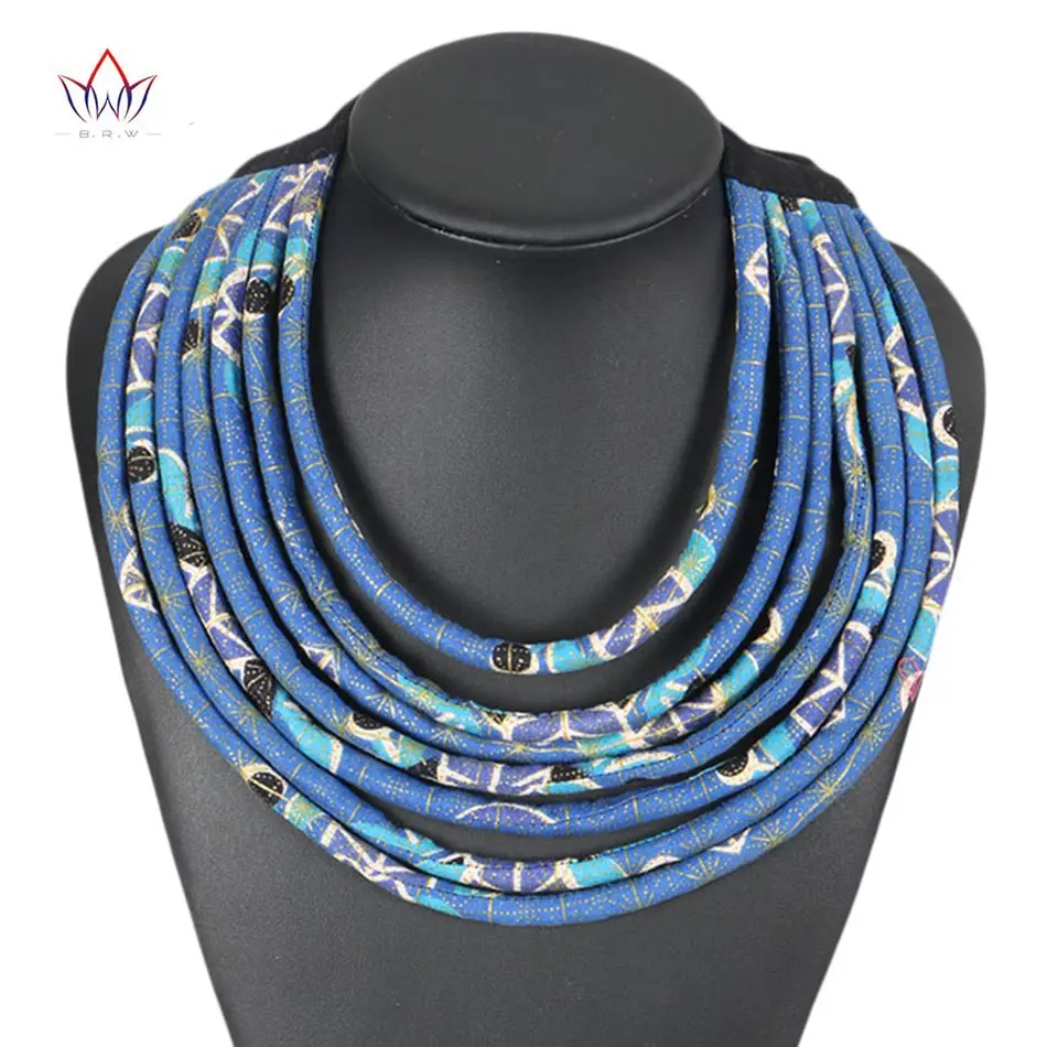 

2019 African Gold Print Multistrand Handmade Necklace African Wax Jewelry Ankara Rope Multilevel Necklace for Women WYA07