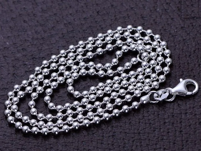 2.5mm solid 925 sterling silver Ball Chain Necklace 18
