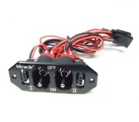 

Miracle Twin Power Switch with Cables with Futaba / JR Connector for RC Model Airplane Black Color