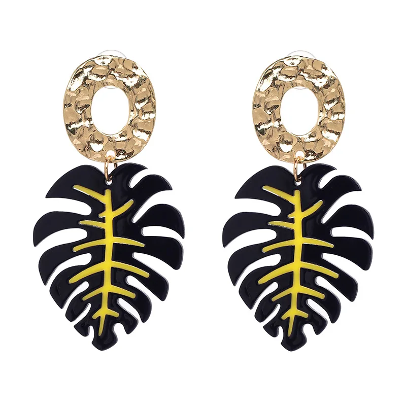 Wonafashion 11 Colors Resin Tropical Fronds Earrings Trendy Summer Jewelry Statement Leaf for Women | Украшения и аксессуары