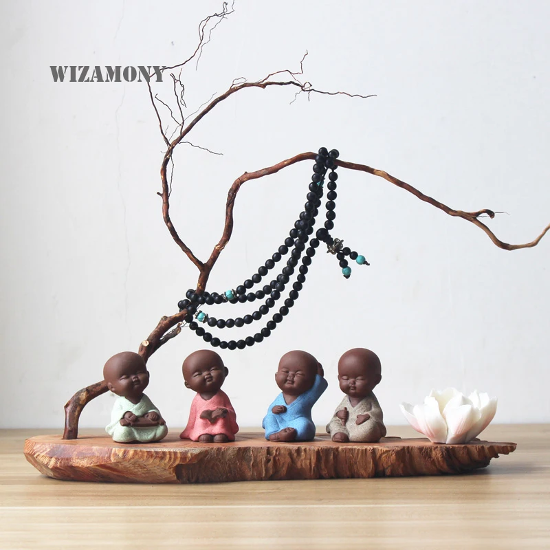 WIZAMONY 1 комплект! Горящая распродажа мини керамика маленький монах китайский