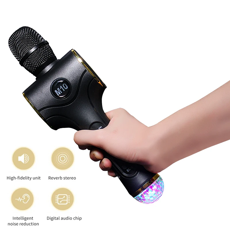

Bluetooth Microphone Karaoke Speaker Bluetooth Voice Changer USB Wireless Mikrofon for Computer Car Radio Phone With Disco Light
