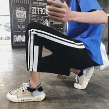 Весна и лето новые мужские хлопковые однотонные простые брюки уличные повседневные брюки модные мужские брюки хип-хоп студентов