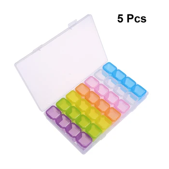 

5pcs Practical Pill Box 28 Grid Jewelry Storage Boxes Transparent Rings Storage Containers Jewelry Storage Containers