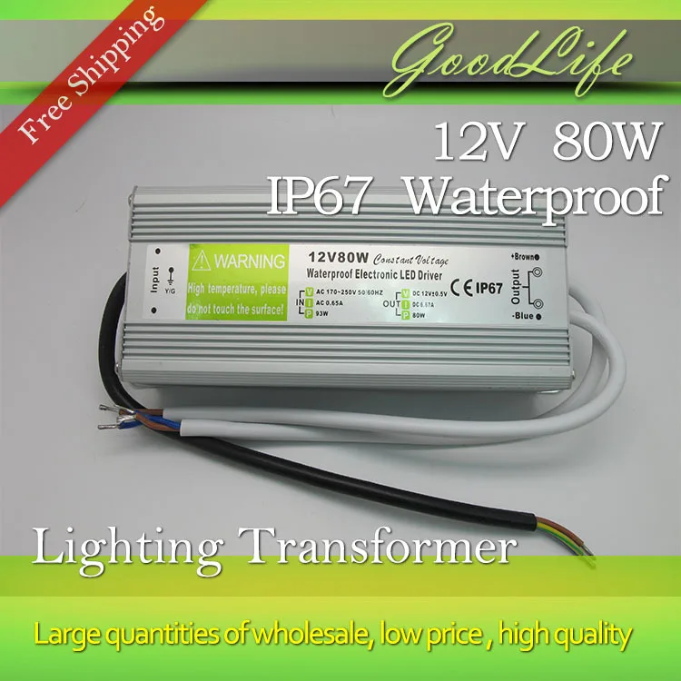 

DC 12V 80W IP67 Waterproof LED Driver outdoor use for led strip Light power supply,Lighting Transformer,Power adapter