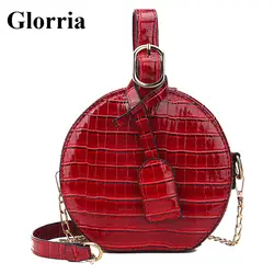 Glorria 2018 роскошный Аллигатор круговая сумка для женщин кожаная сумка через плечо Женская мини-сумка-мессенджер женская сумка