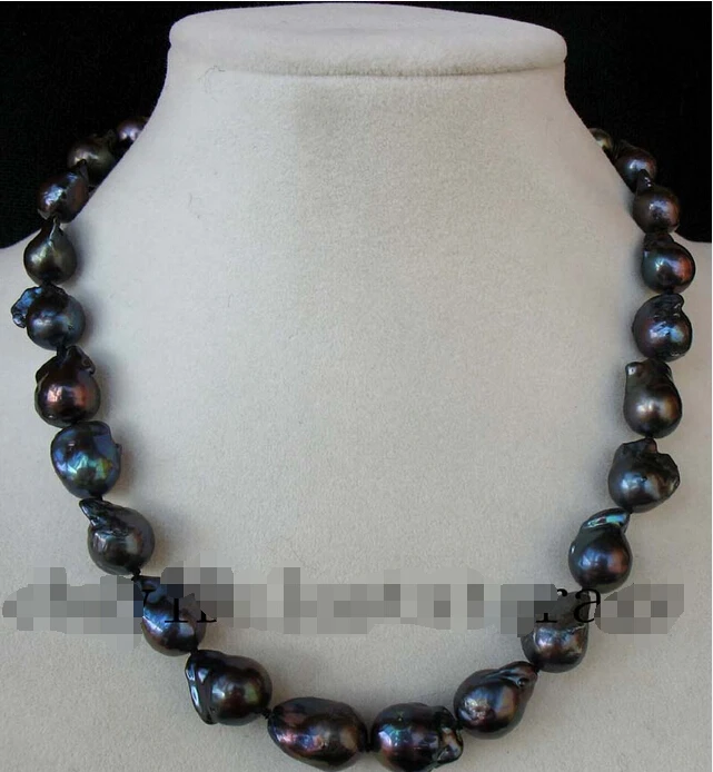 

Fast SHIPPING freshwater pearl black reborn keshi necklace 17" (A0430)