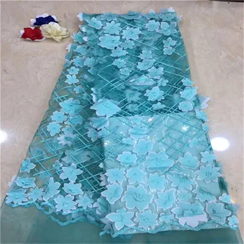 

2018 New Design Nigerian Tulle Lace Fabric Fast Shipping African Lace Fabric For Wedding Embroidery 3D Applique Lace Fabric