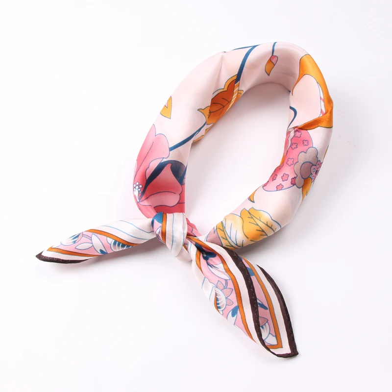 

Luna&Dolphin Women Square Scarf 50*50cm Real Silk Scarves 100% Silk Flower Printing Office Lady Neckchief Handbag Scarf