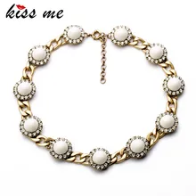 KISS ME New Styles Statement Fashion Elegant Beige Resin Round Flowers Pendant Necklaces &Pendant 2017
