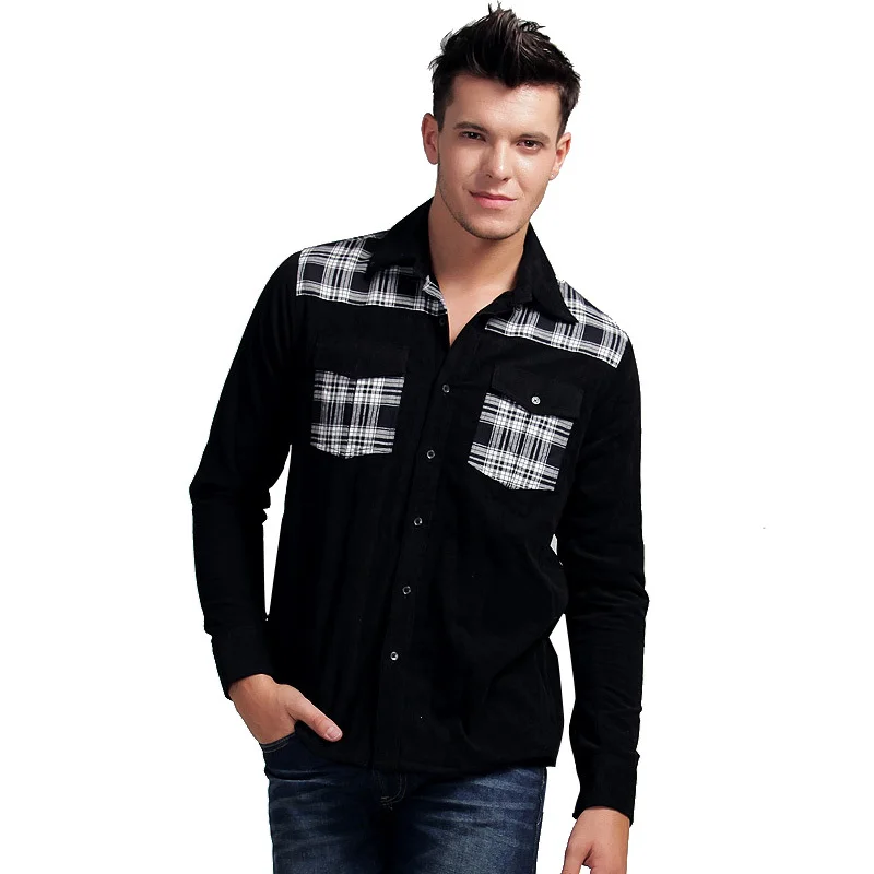 Lesmart Mens Shirt Long Sleeve Cotton Plus Velvet Warm Thicken Plaid