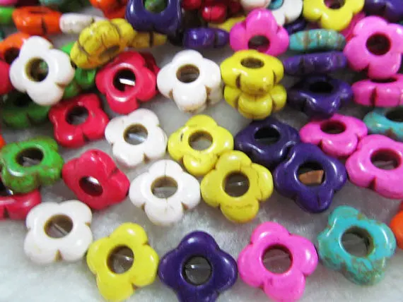 

free ship--2strands 16mm Turquoise fluorial flower clove carved mixed loose bead