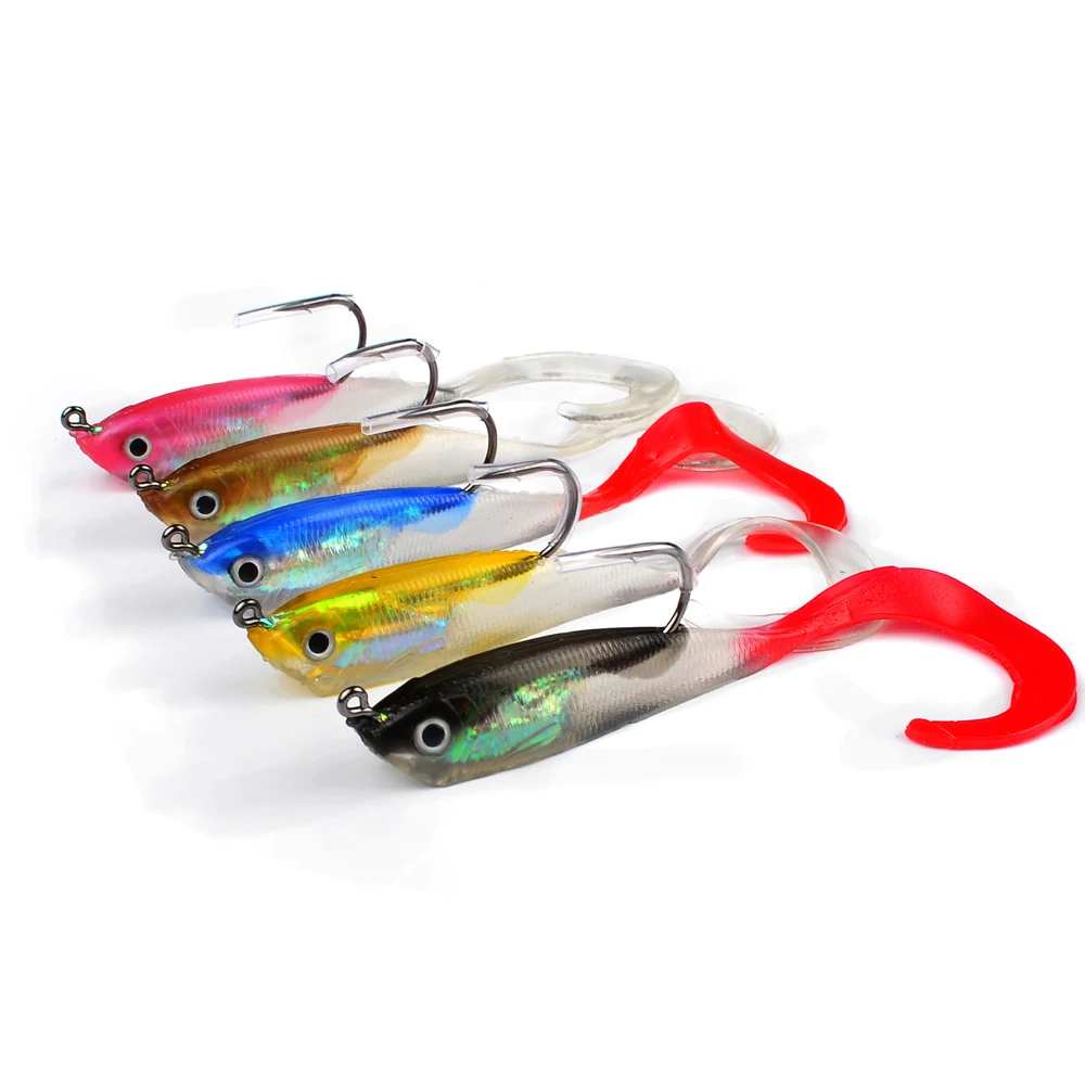 

1pcs 10cm/14.7g 3D Eyes Jig Lead Fish Fishing Lures Pike Soft Bait Lure With Treble Hook Artificial Bait Fishing Tackle